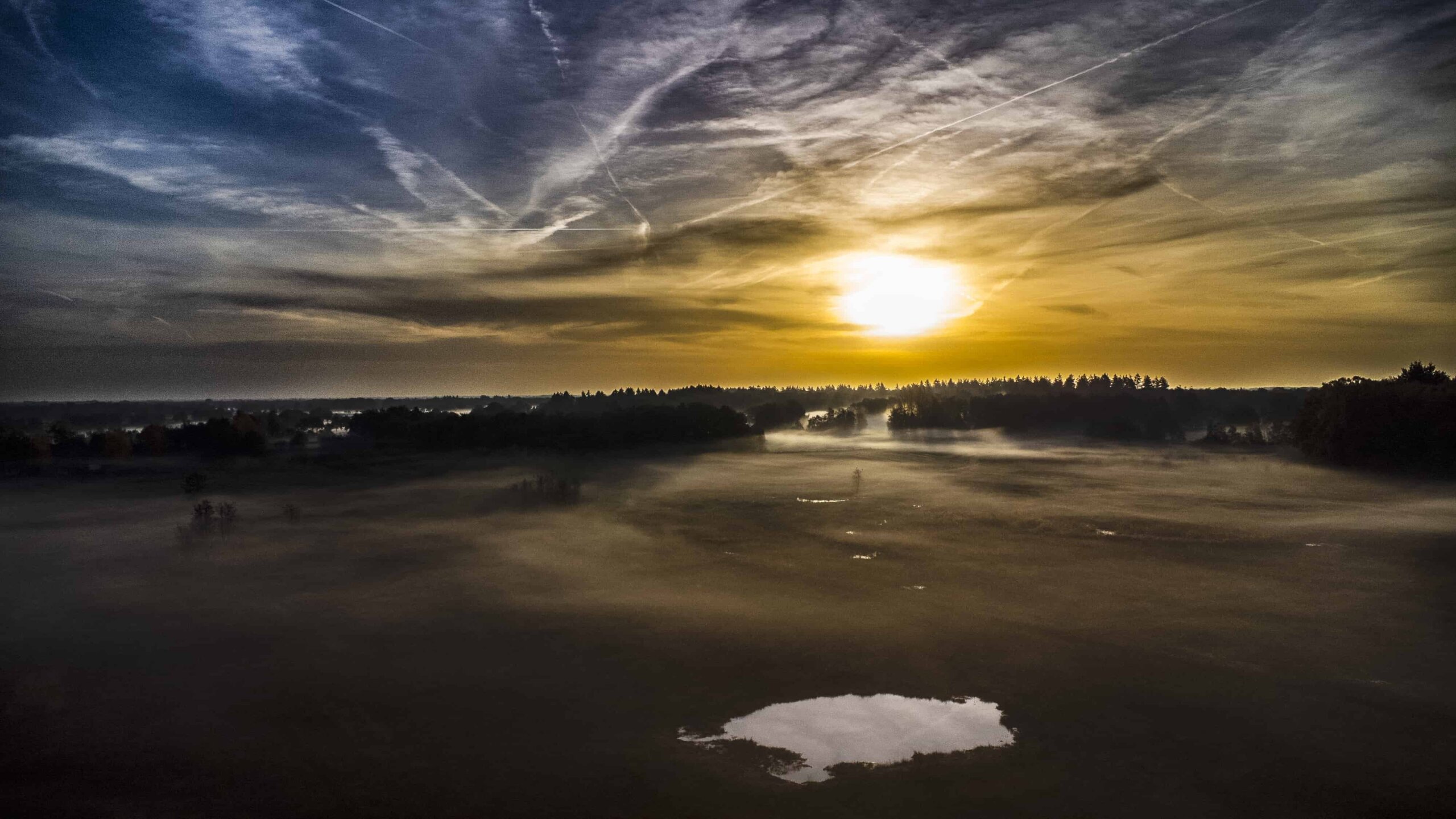 Sunset along the river Vecht.